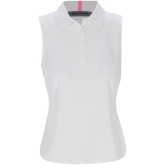 Women's Pleated Collar Silky Tech Nylon Sleeveless Polo