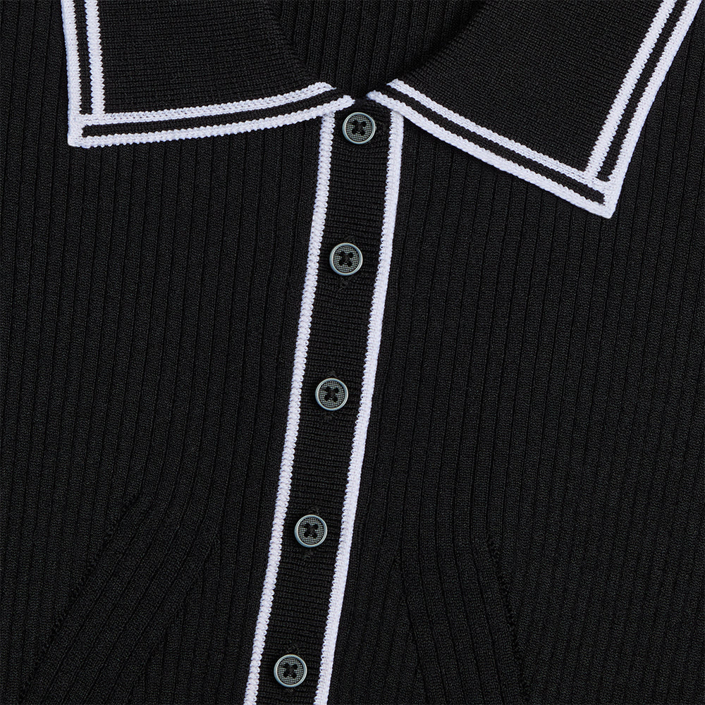 Women's Ribbed Merino Wool Blend Polo Dress